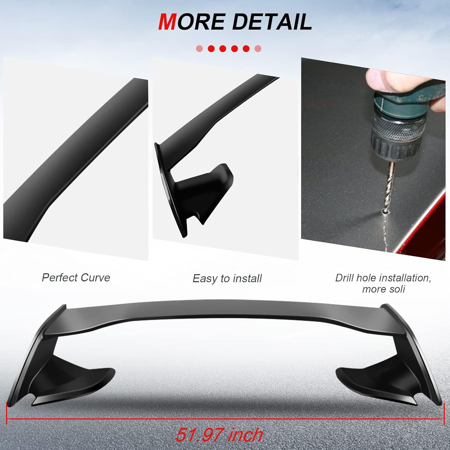 cciyu Matte Black ABS Rear Spoiler Wing fit for 2015 2016 2017 2018 2015-2018
