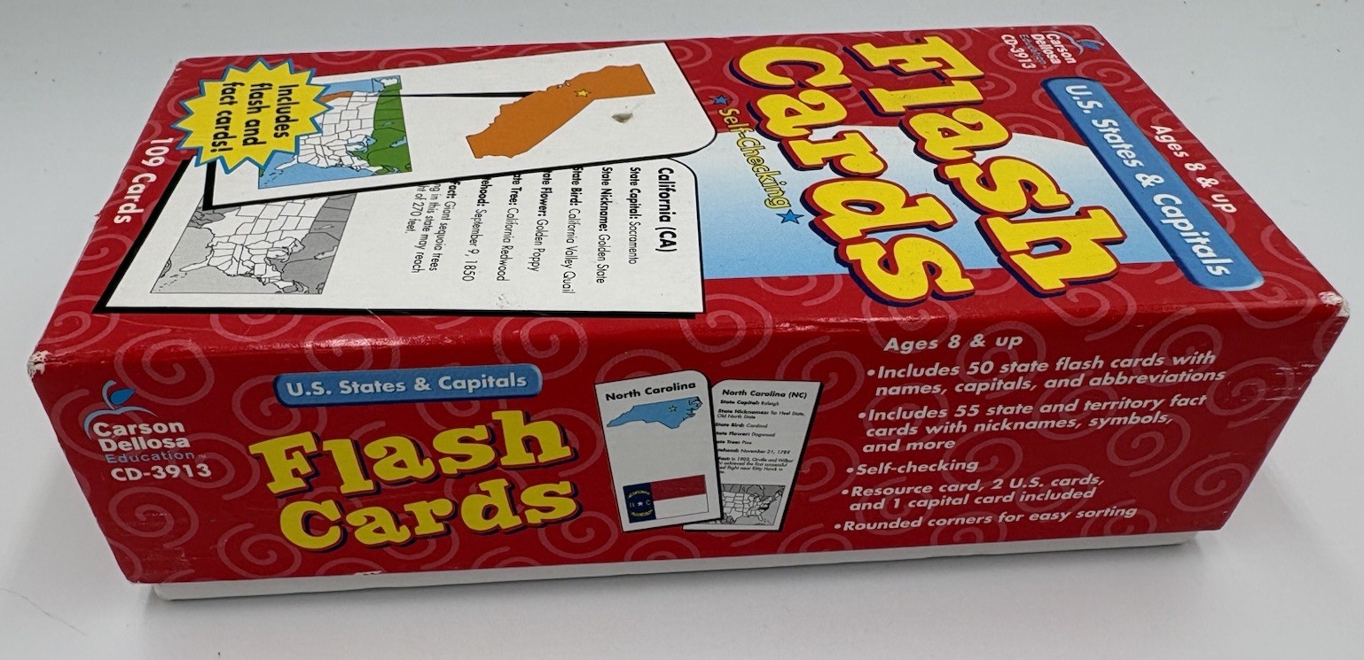 US States & Capitals Flash Cards Carson Dellosa 109 Cards New