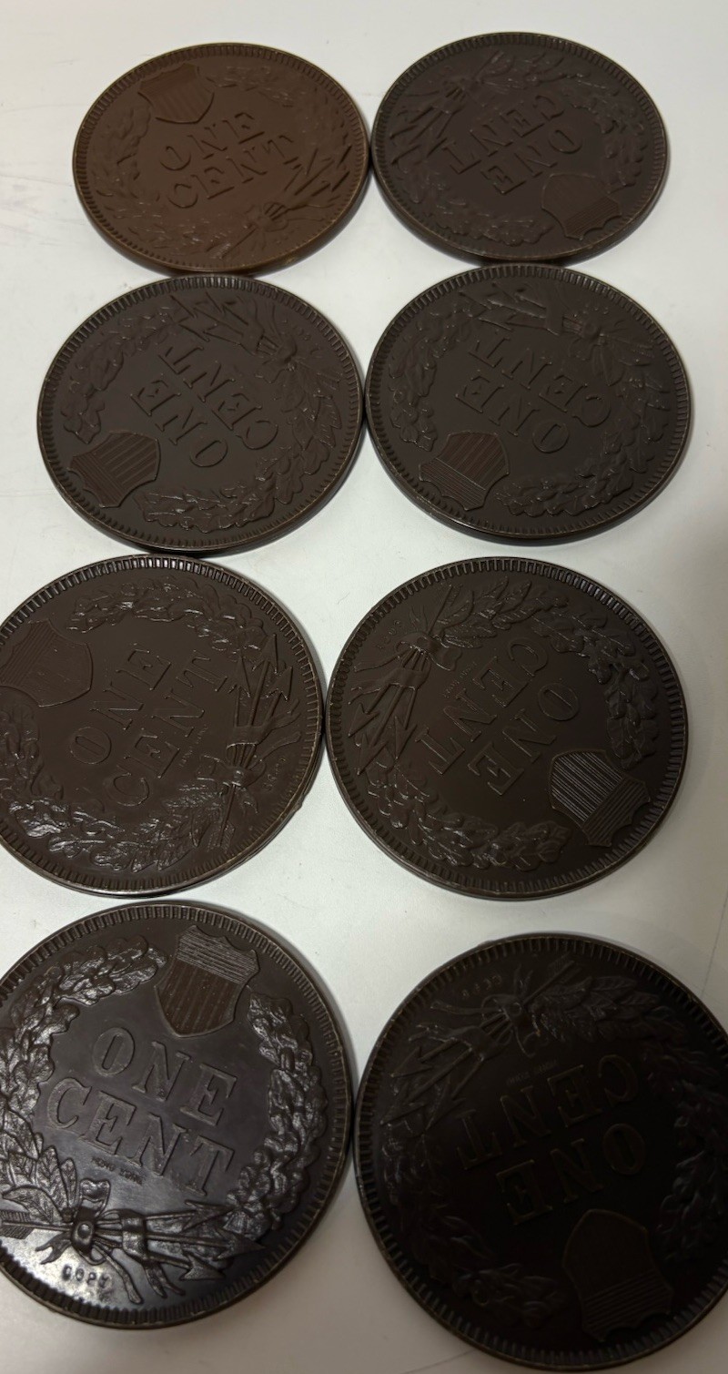 3″ 1877 Indian Head Penny Plastic Play Money Cent Lot Of 8