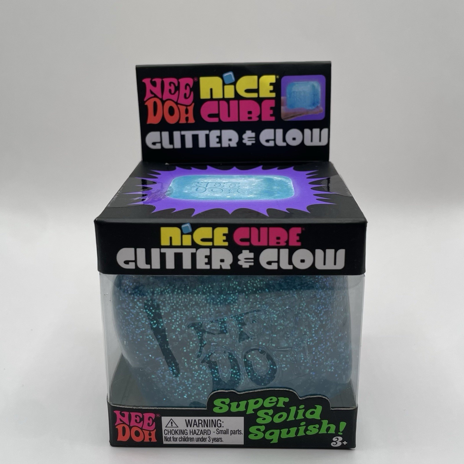 NeeDoh Nice Cube Glitter & Glow Squishy Toy Nee Doh Blue Pink Purple Set Of 3