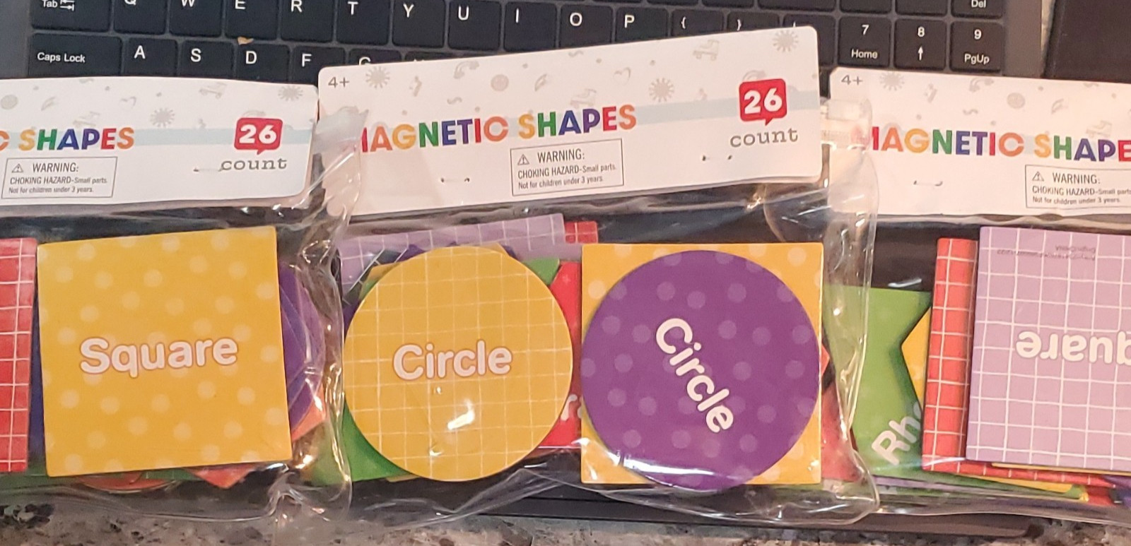 Lot of 3 Magnetic Shapes Educational Set 26pcs Multicolor