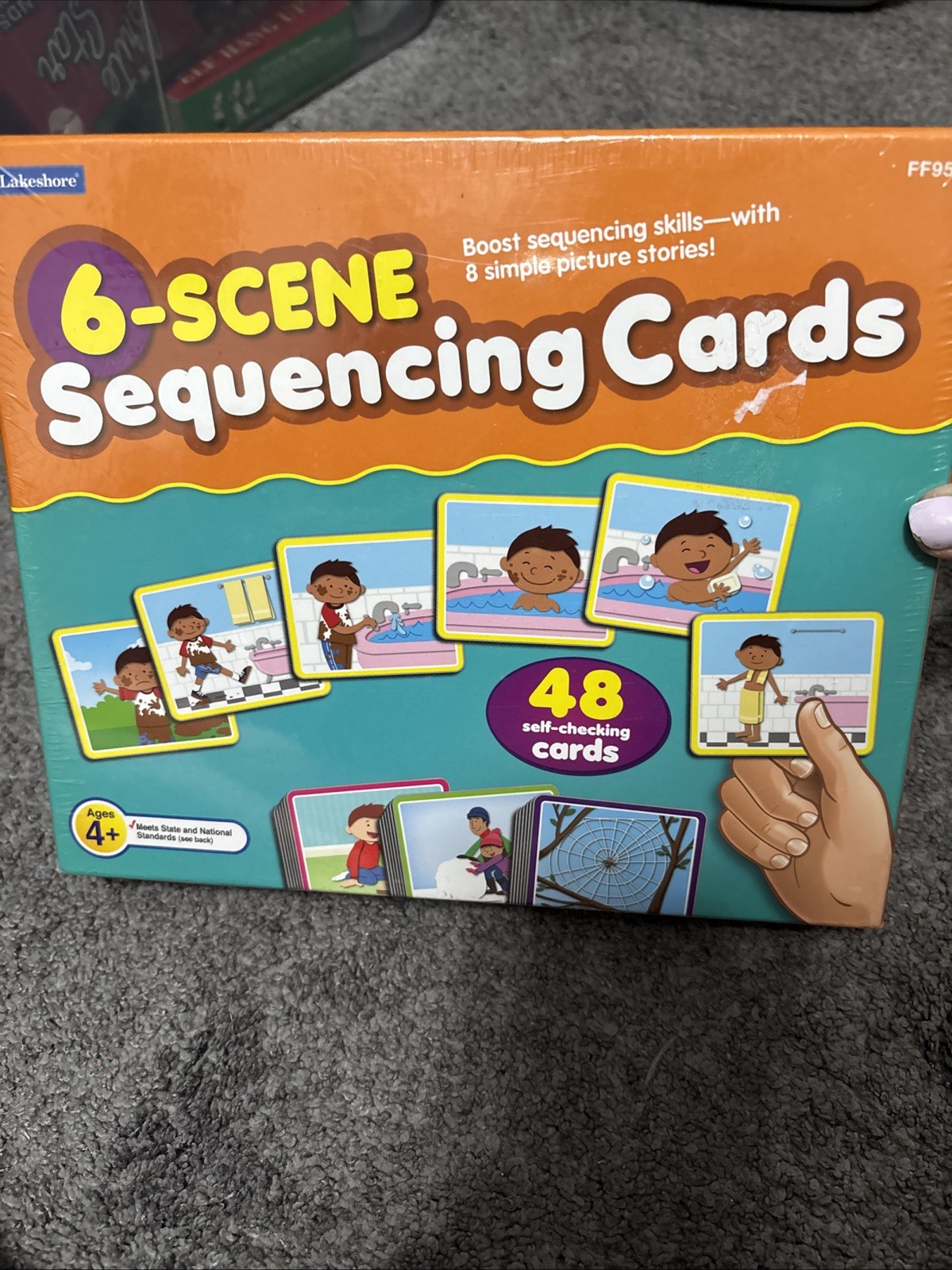 LAKESHORE 6-Scene Sequencing Cards Kids Learning Game Cards, 8 Scenes 48 Cards