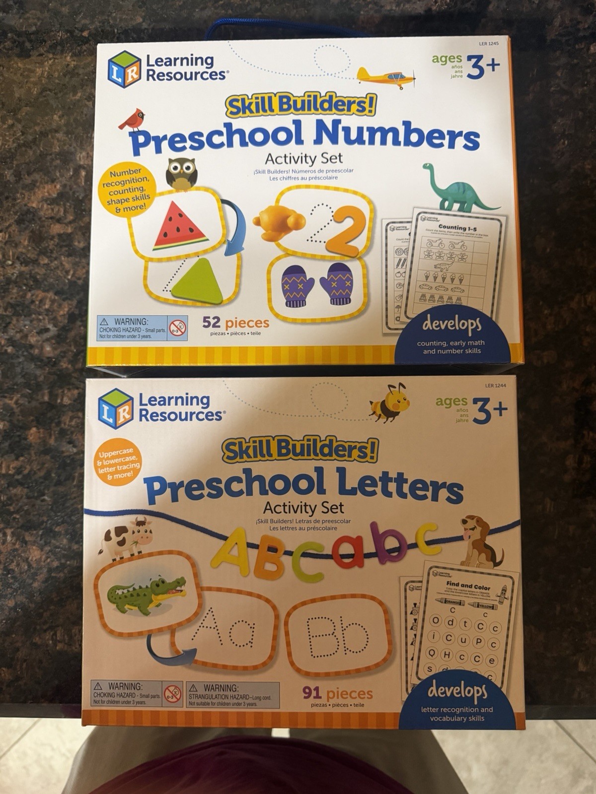 Learning Resources Skill Builders Preschool Letters & Numbers Activity Sets !