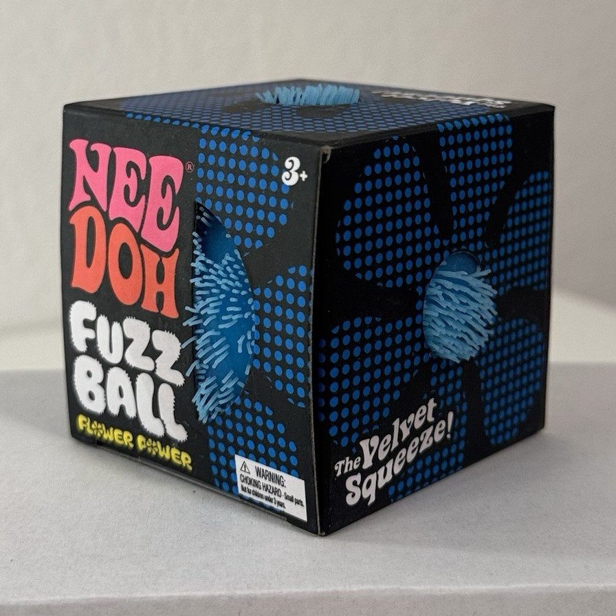 Schylling NeeDoh Fuzz Ball Flower Power Velvet Squeeze AUTHENTIC Blue edition