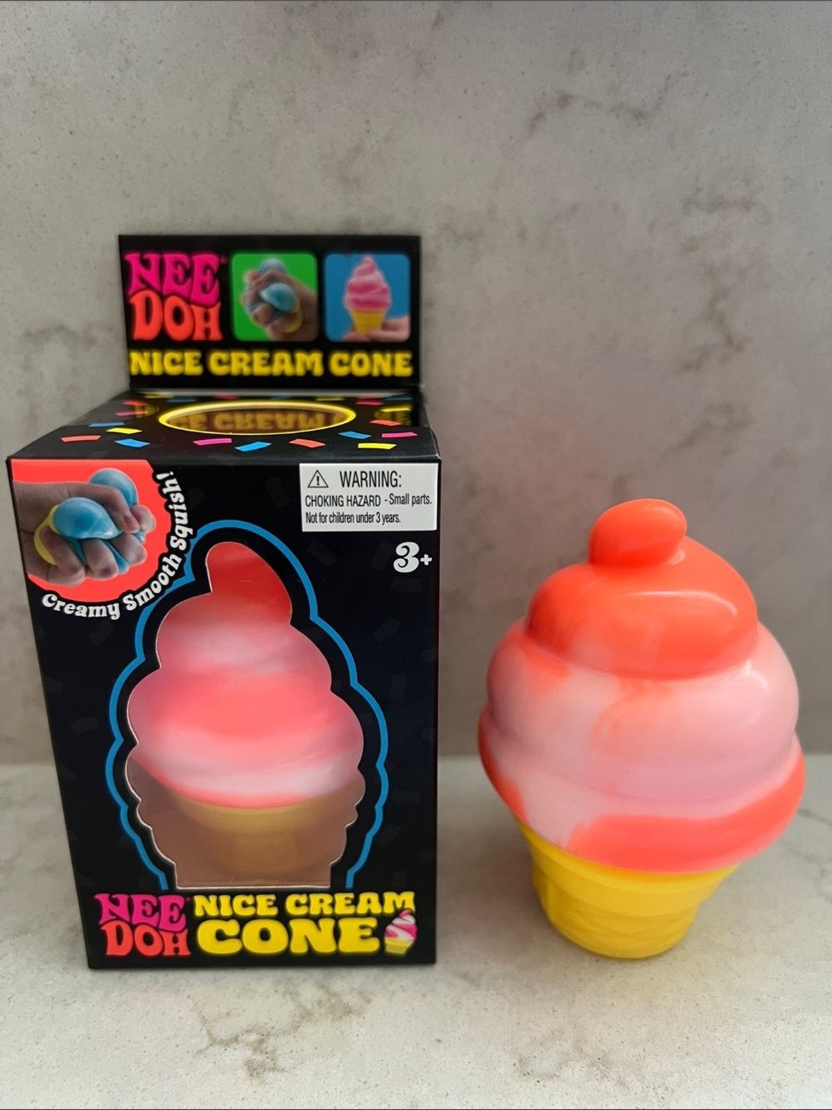Needoh Orange Nice Dream Cone Squishy Squeezy Fidget Toy Ice cream