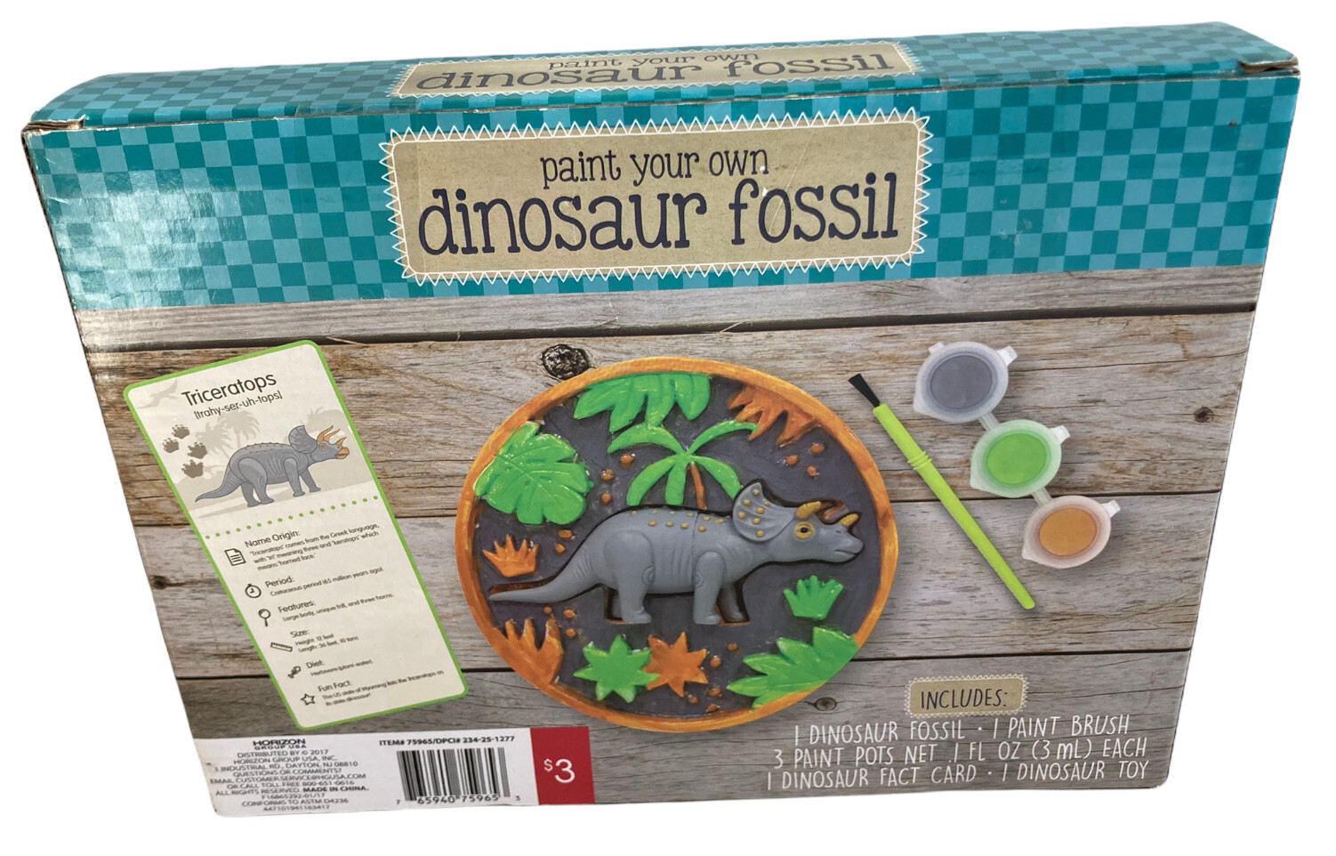 Paint Your Own Dinosaur Fossil Craft Triceratops Unopened Box Arts and Craft