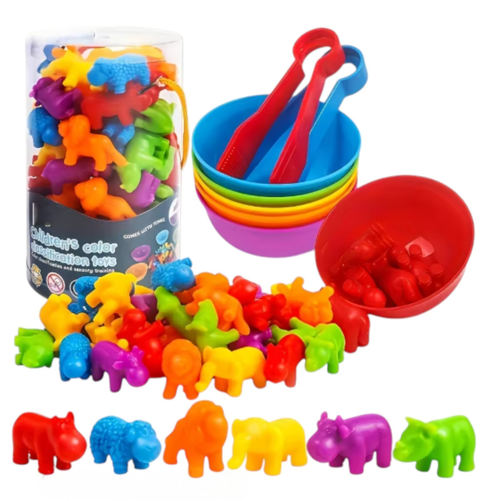 Counting Animal Matching Game Sorting Bowls Color Learning Toy Kids- African An