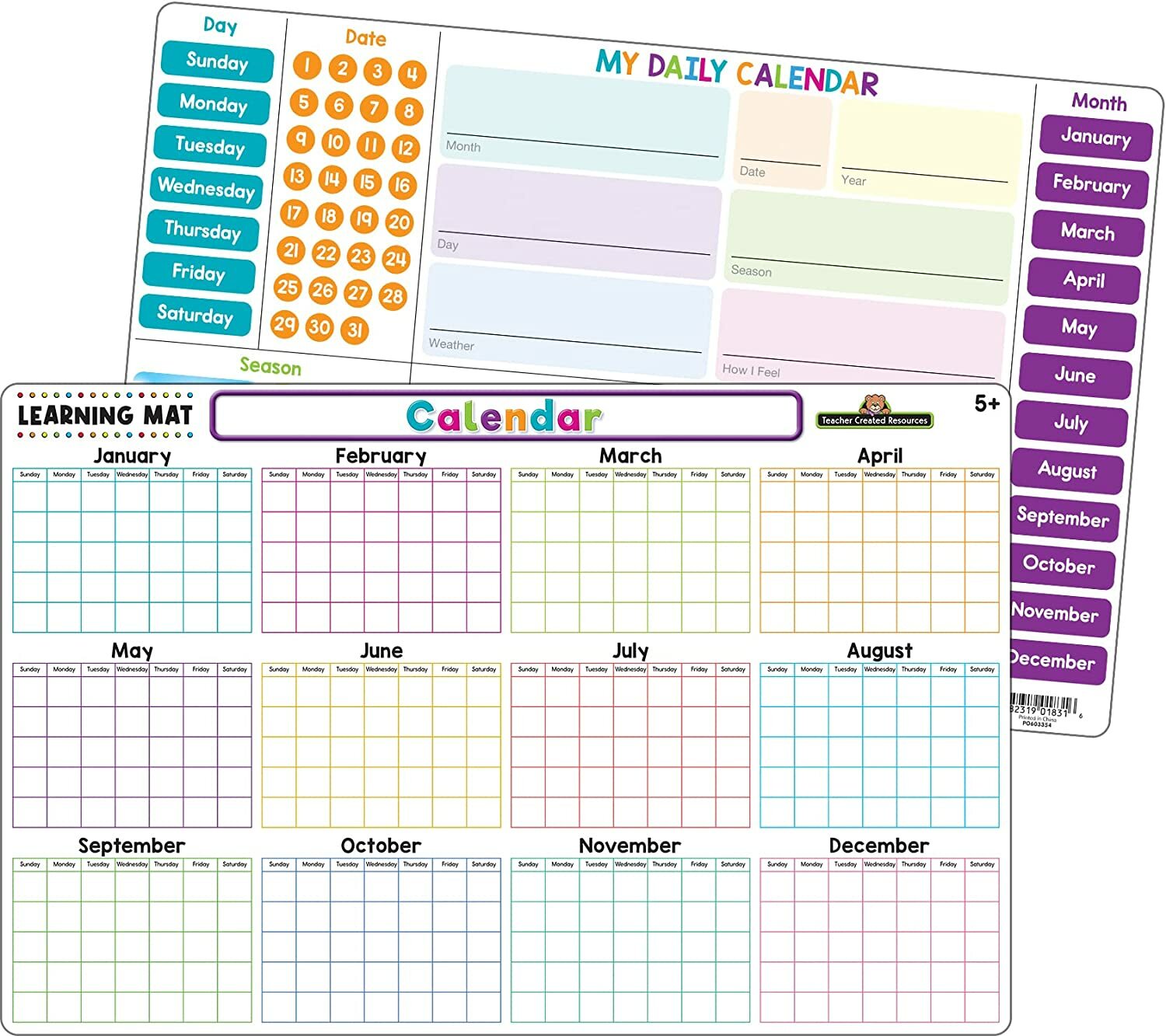 My Daily Calendar Learning Mat ( students learn their months, days of the week)
