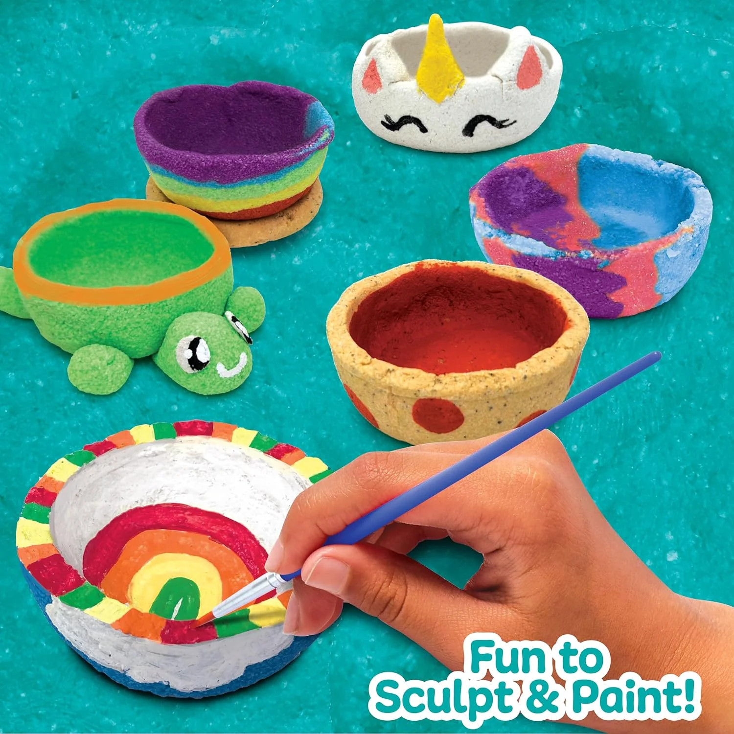 Made By Me! Sand Dough Sculpt & Paint Creations Pottery Kit – Mess-Free Arts