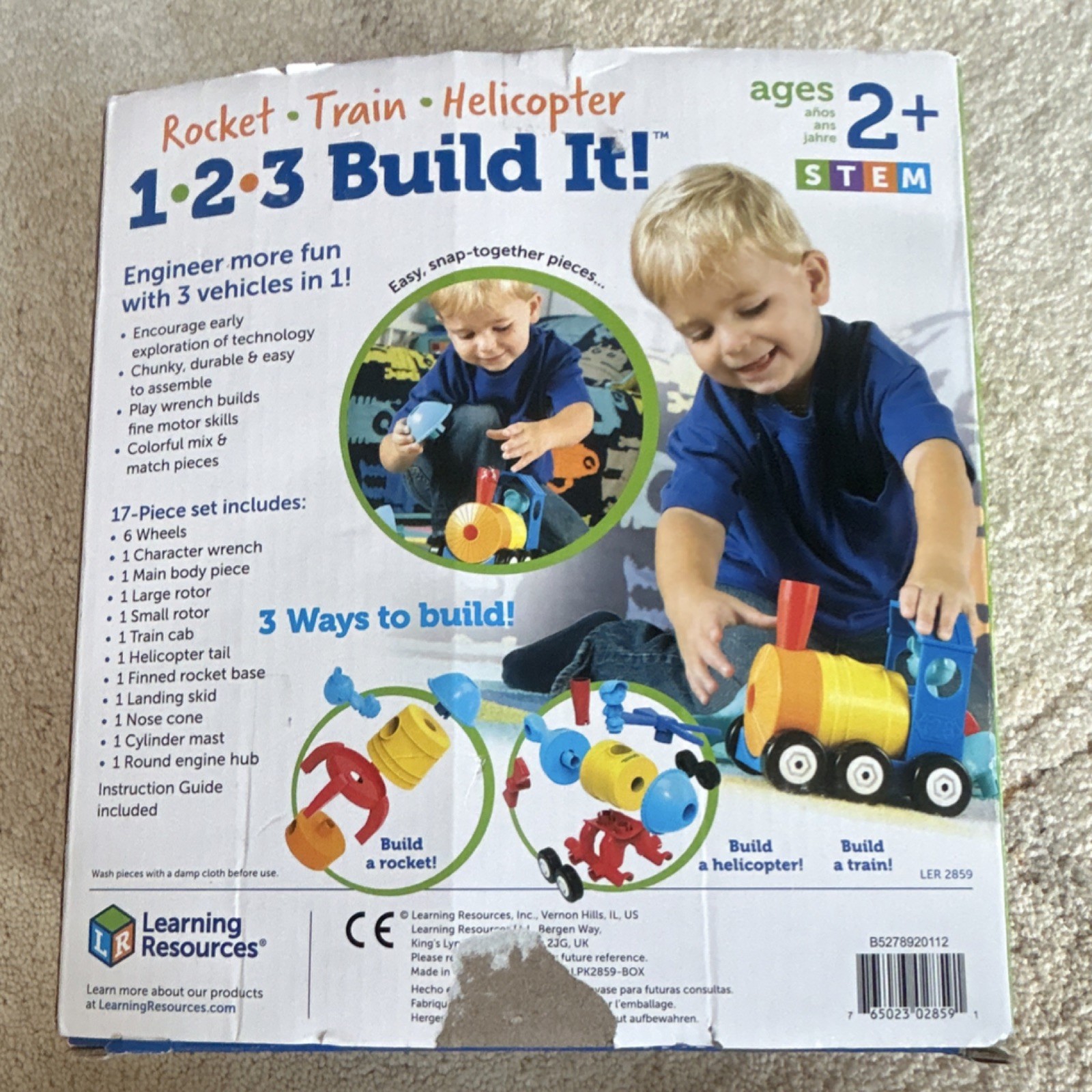 Learning Resources 1 2 3 Build It Rocket Train Helicopter STEM Building Toy