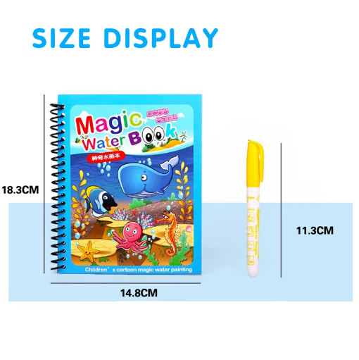 Kids Water Reveal Coloring Book Reusable Painting Activity Book with Pen