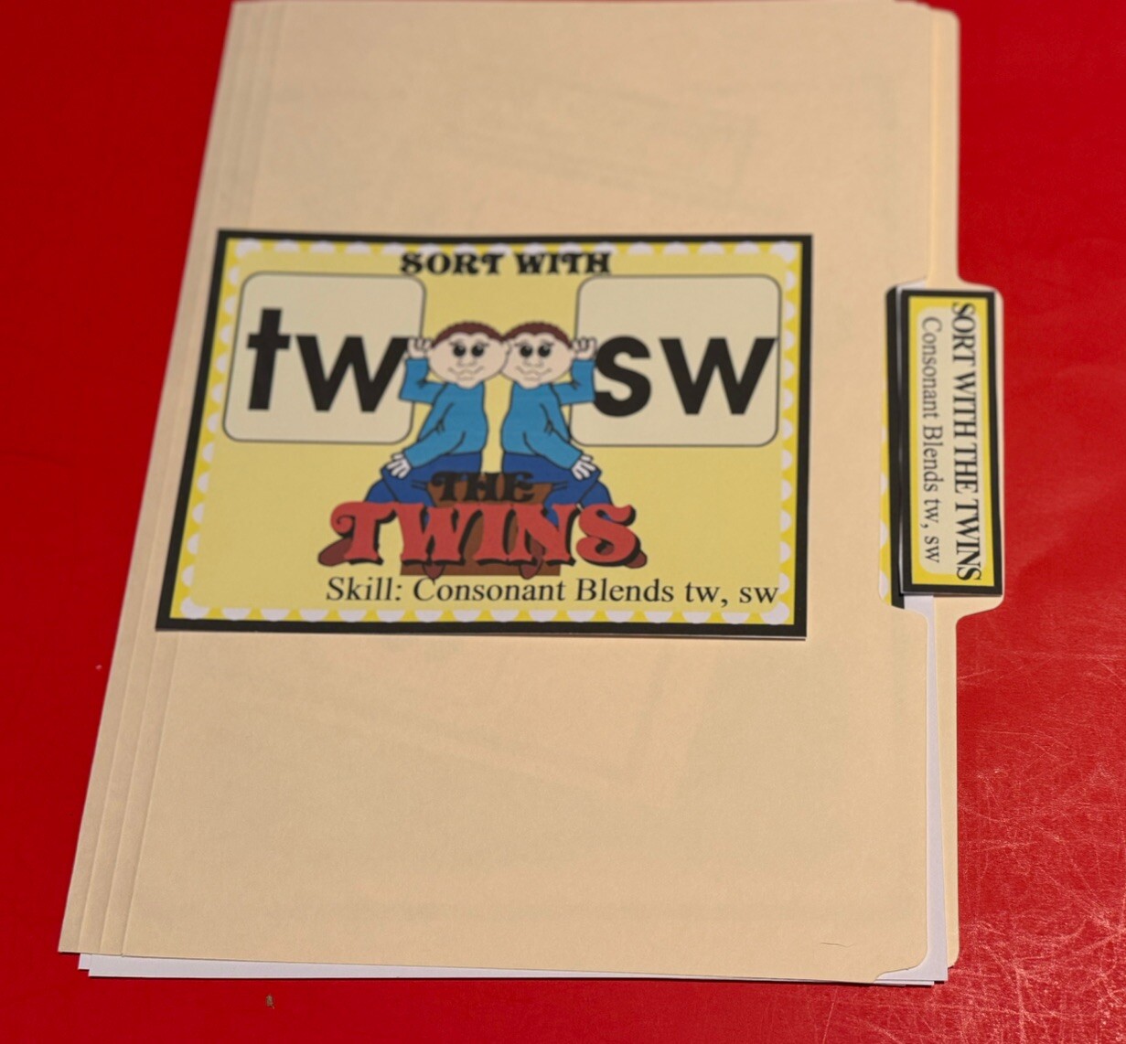 Sort With The Twins- Phonics Sw/ Tw – DIY File Folder game – Printed / Uncut