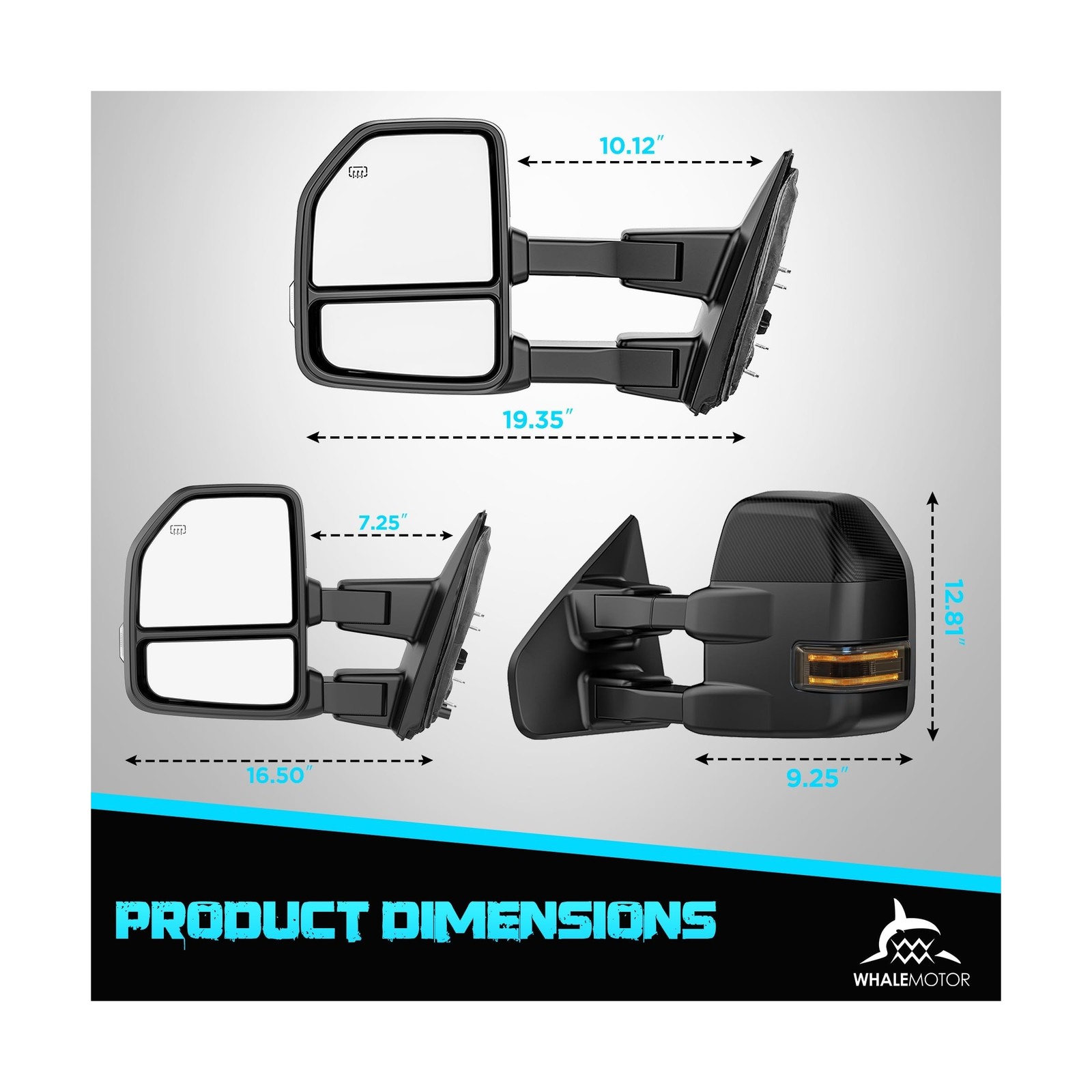 Smoked Power Heated Tow Mirrors Compatible with 2015-2020 Ford F150 F-150, Ex…