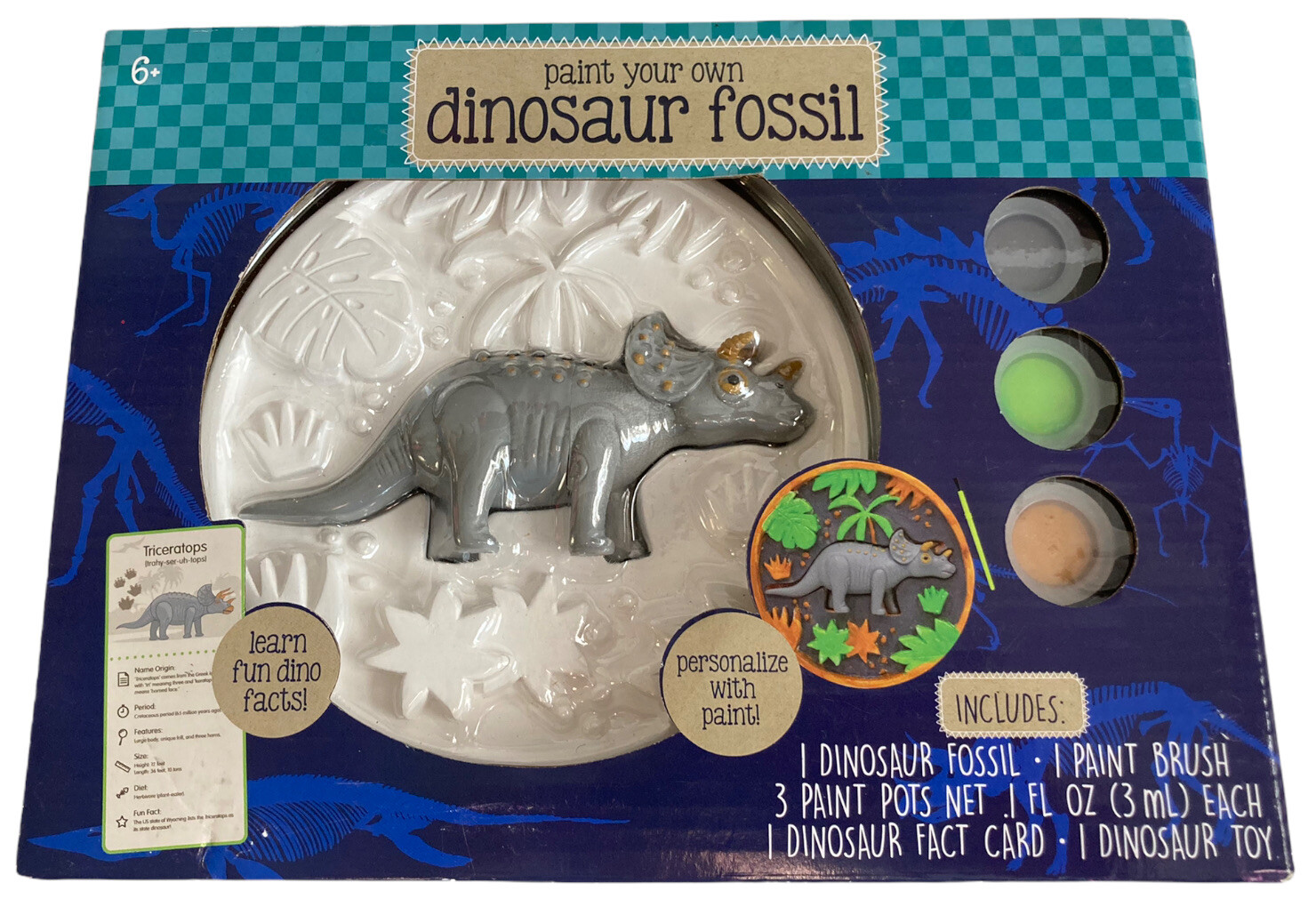 Paint Your Own Dinosaur Fossil Craft Triceratops Unopened Box Arts and Craft