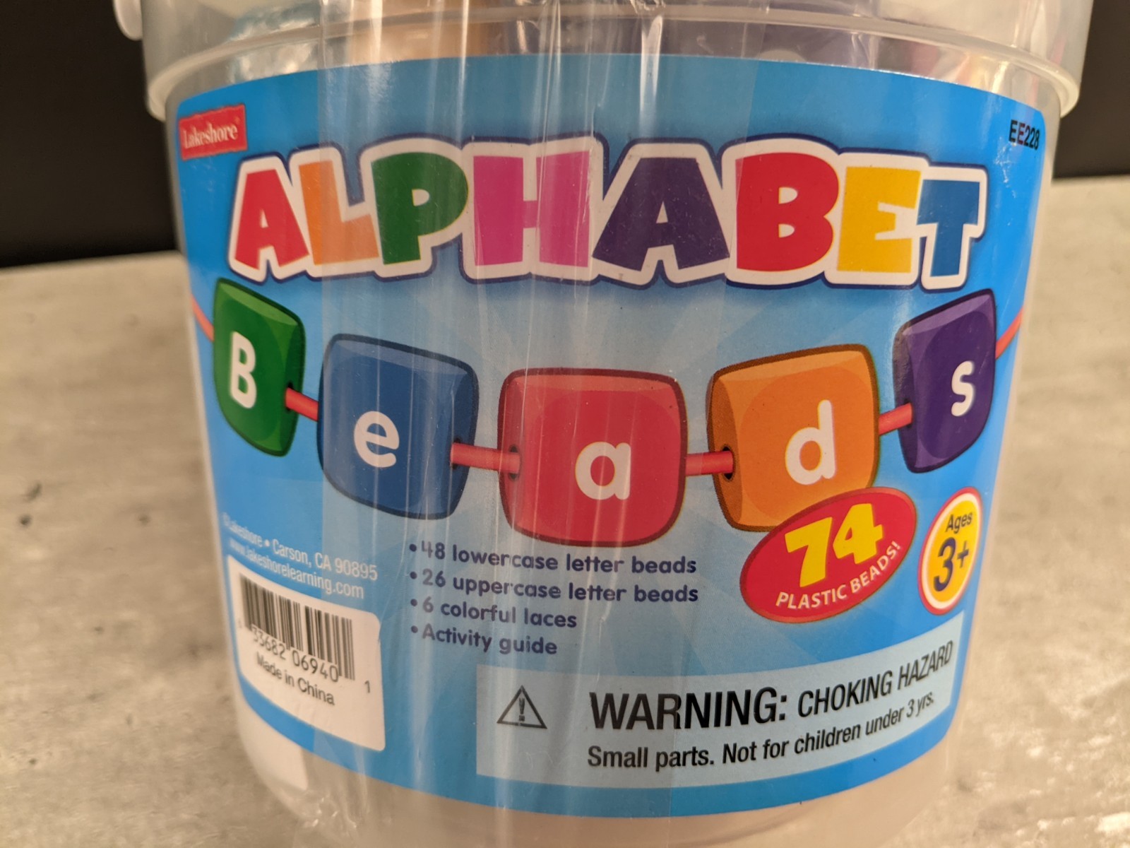 new Lakeshore ALPHABET BEADS String EDUCATIONAL Materials 74 Large Beads SEALED
