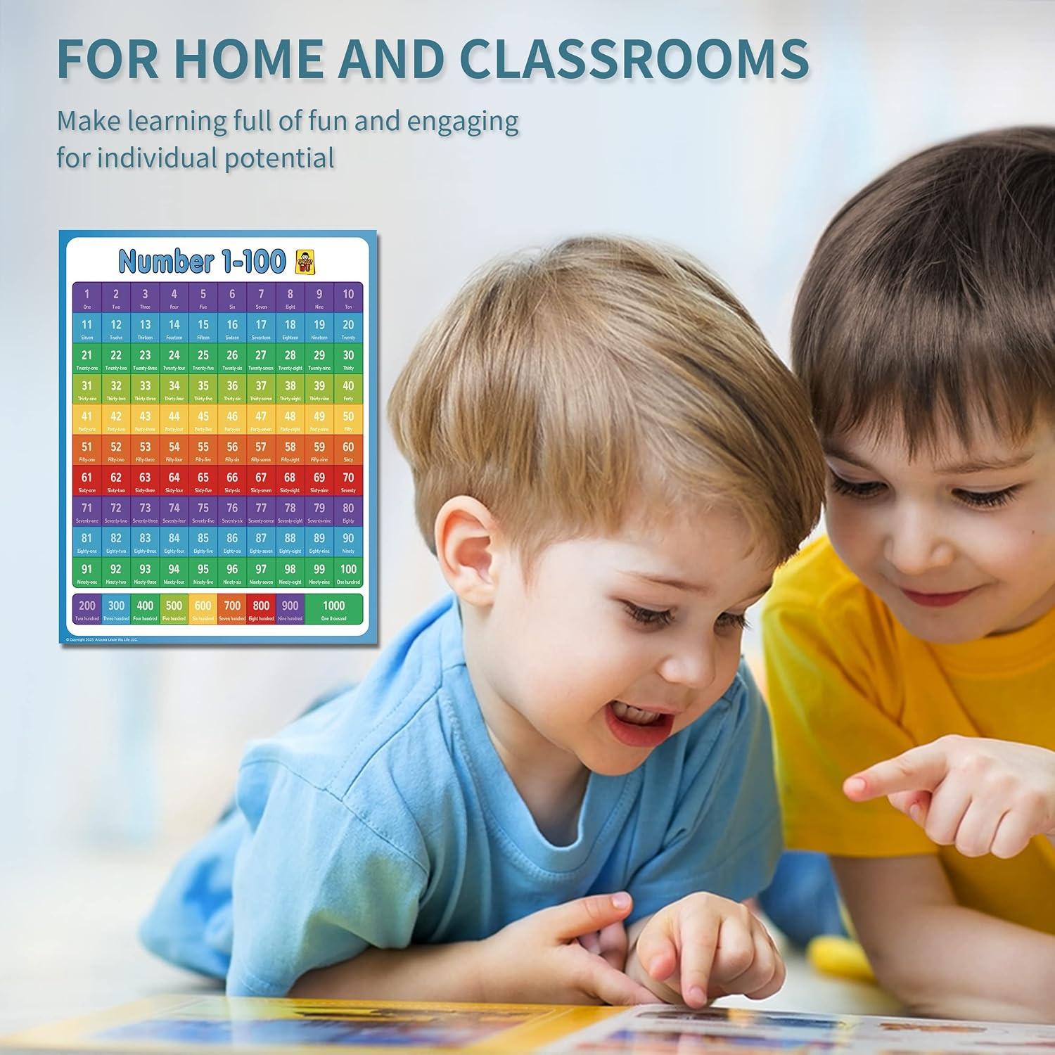 ÜNCLE WU Educational Number Lines -Large 1-1000 Number Chart for Kids – Counting
