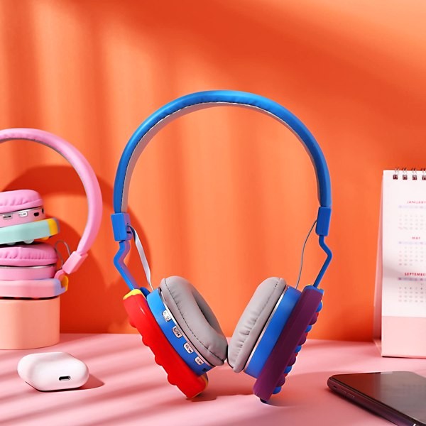 Blue Pop It Fidget Wireless Headset Kids Stress Relief Decompression Toy