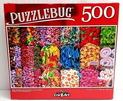 500pc PUZZLE JIGSAW SET SCHOOL SUPPLIES COLORFUL SANDALS KITTENS SWEETS GUMMIES