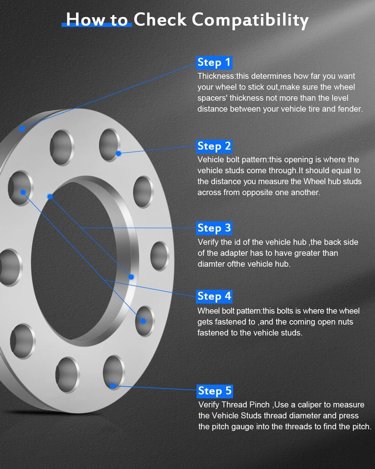 ECCPP 2X 5 Lug Wheel Spacers Adapters 1/2″ 5×4.5 5×4.75 fit for 1964-2019 for