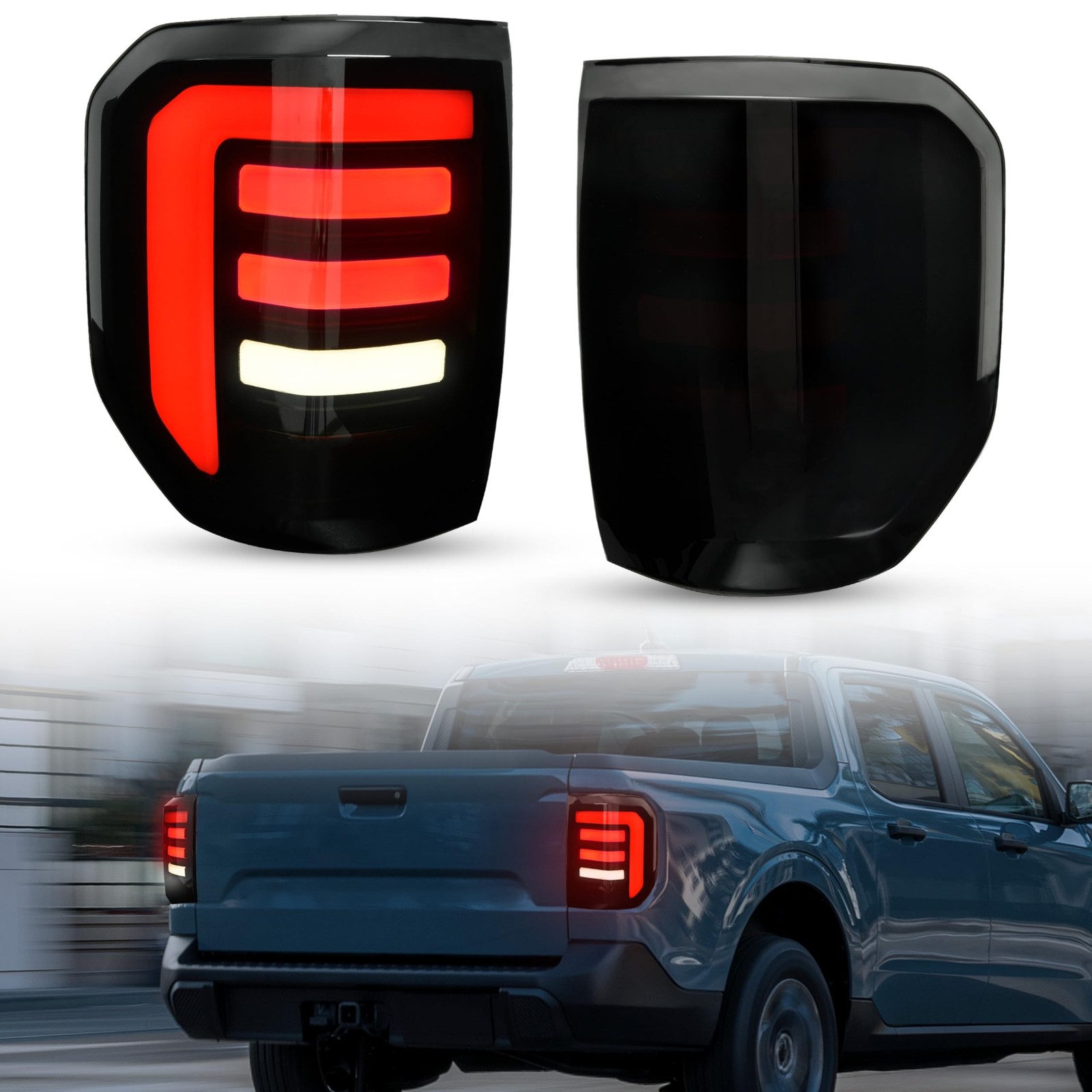 Full LED Taillight for 2022-2024 Ford Maverick XL XLT Lariat, Smoked Tail Lam…