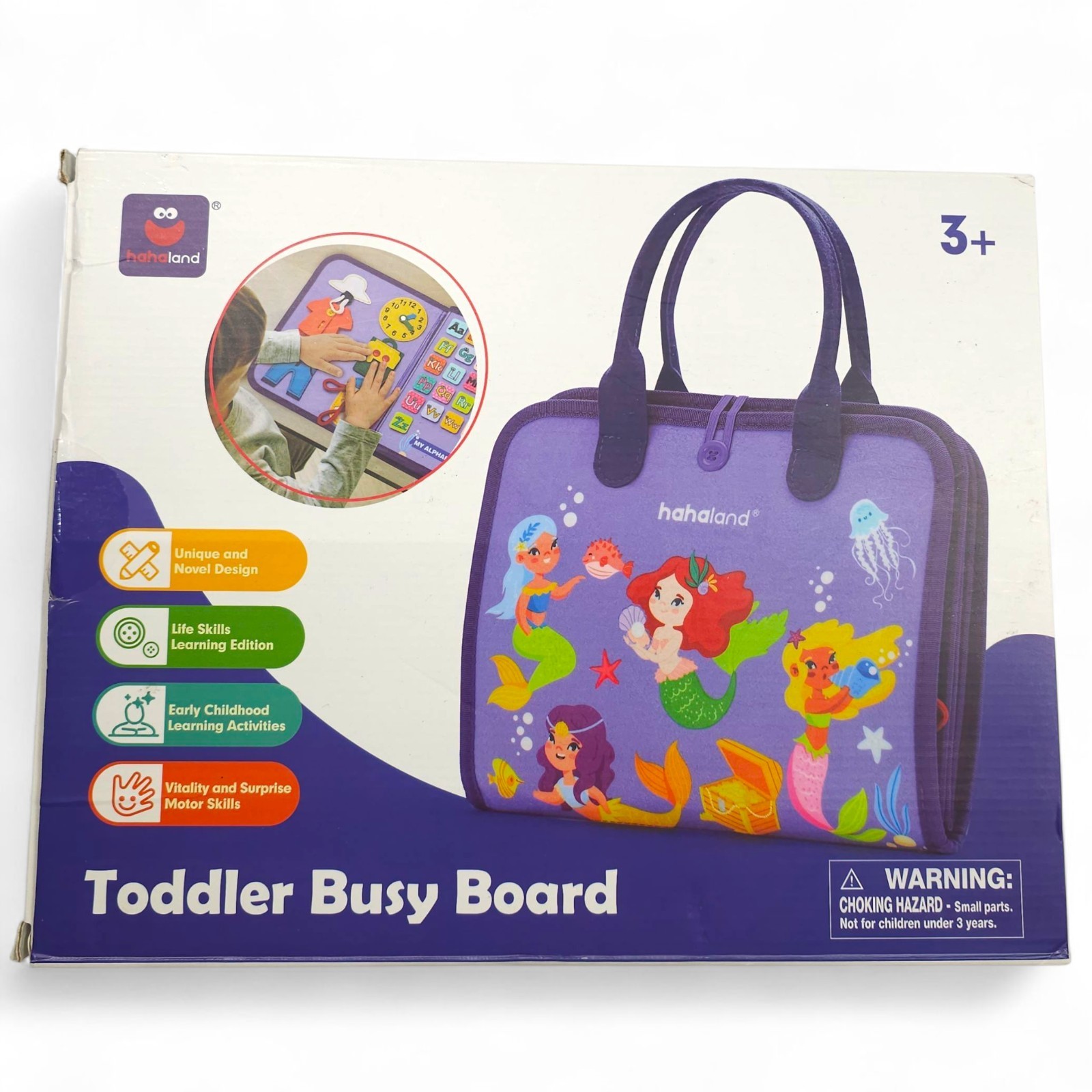hahaland Toddler Busy Board Mermaid Montessori Sensory Toy Fine Motor Skills NIB