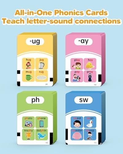 Phonics Talking Flash Cards for Toddlers 3-8, Airbition Learn to Read in 20 Stag