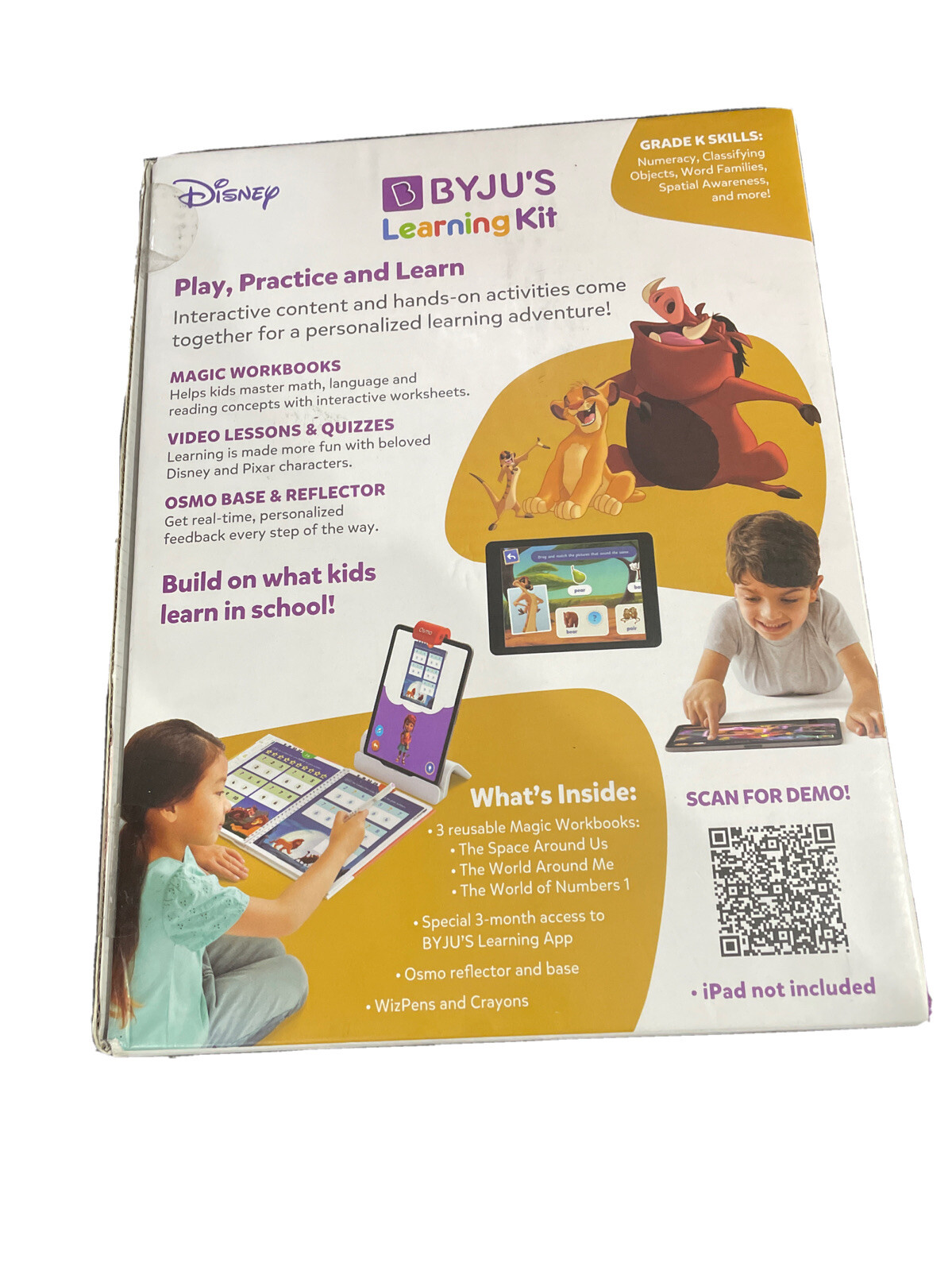 Osmo – BYJUS Learning Kit: Disney, Grade K, Essential Edition – White* New Open*