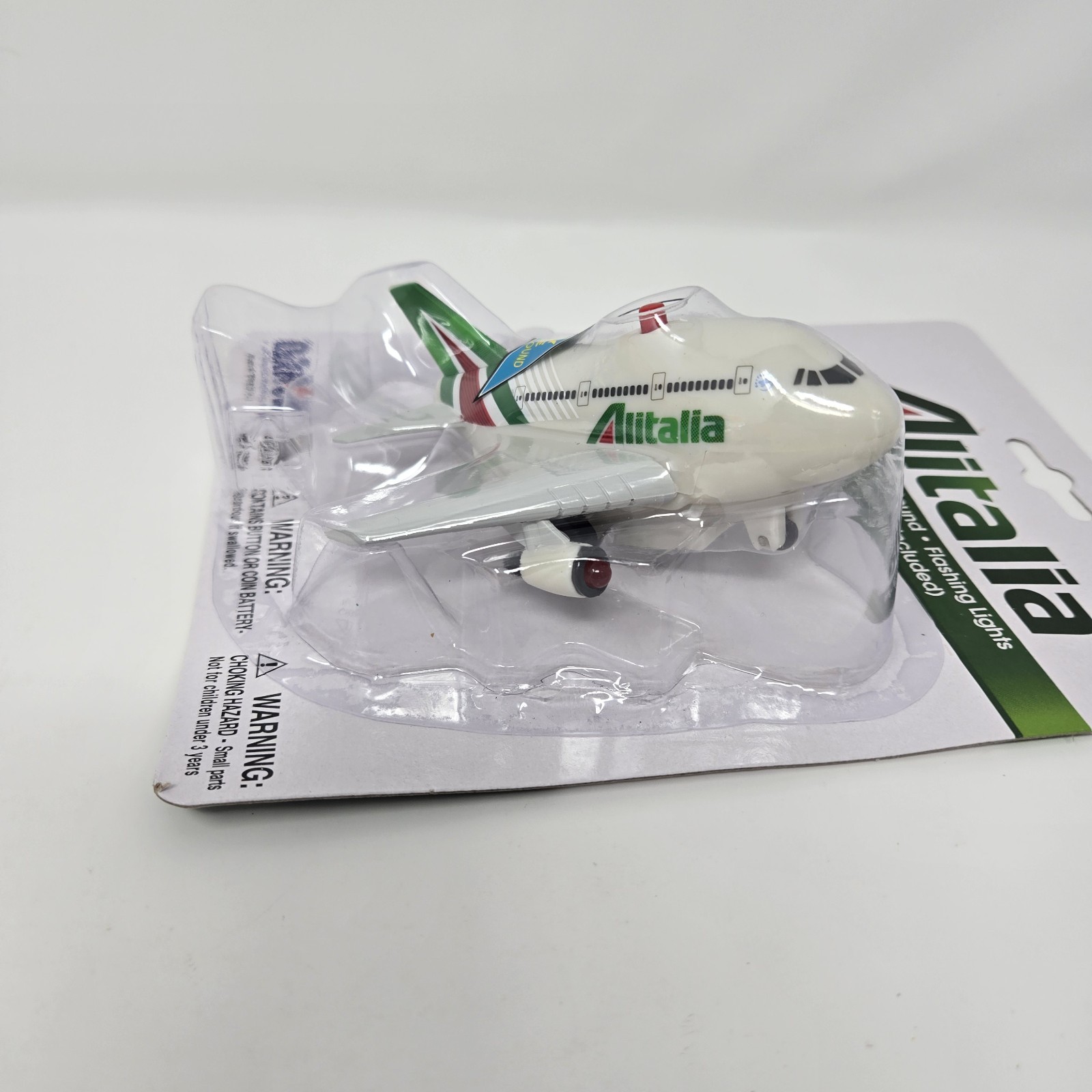 ALITALIA Toy Kids Fun Plane Jet Pull-Back Release Light Up & Noises HTF RARE New