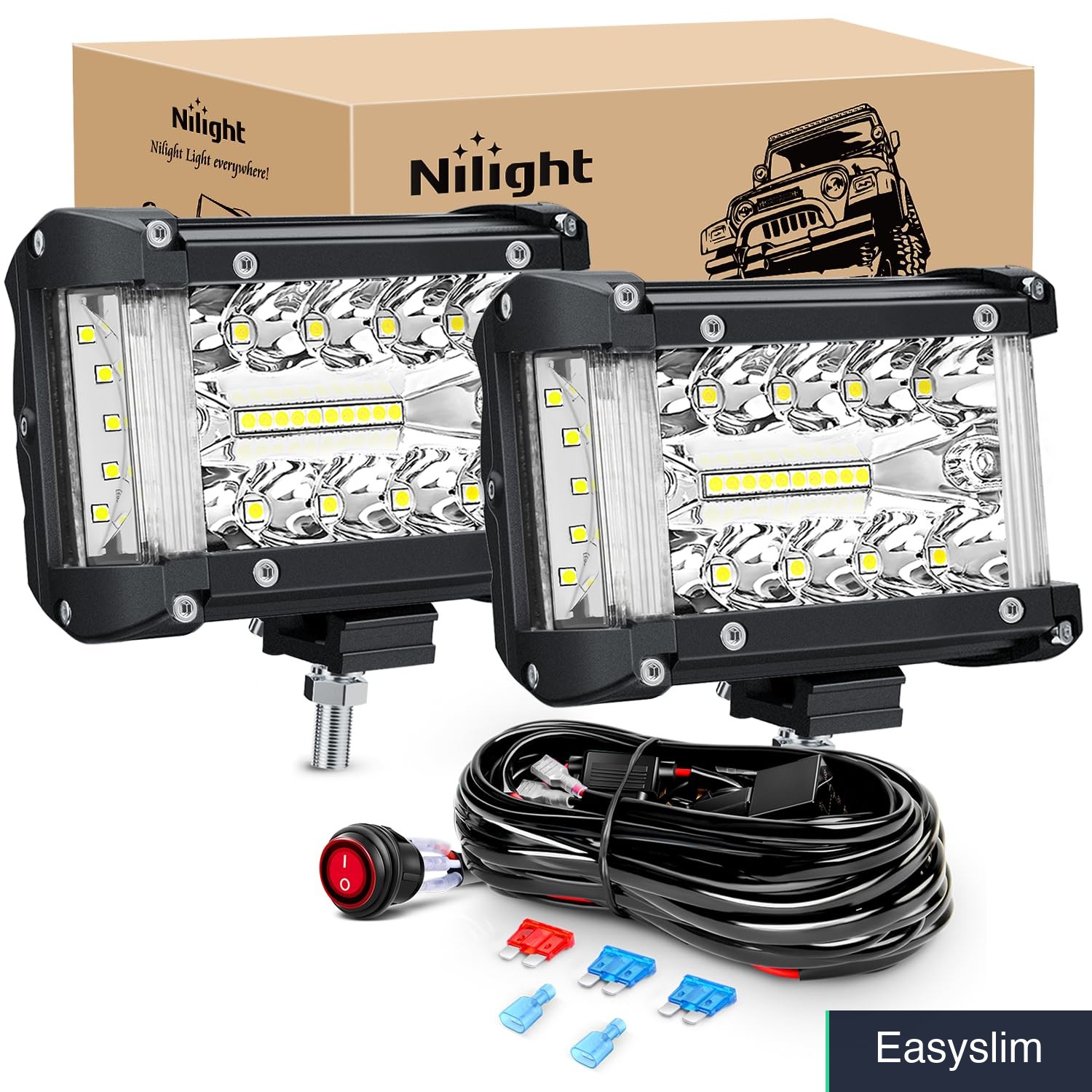 LED Light Bar 4.3 Inch Side Shooter Triple Row Spot Flood 60W IP67