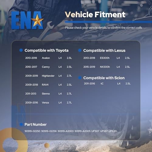 ENA Set of 4 Ignition Coil Pack 2.5L 2.7L L4 2009 2010 2011 2012 2013 2014 2015