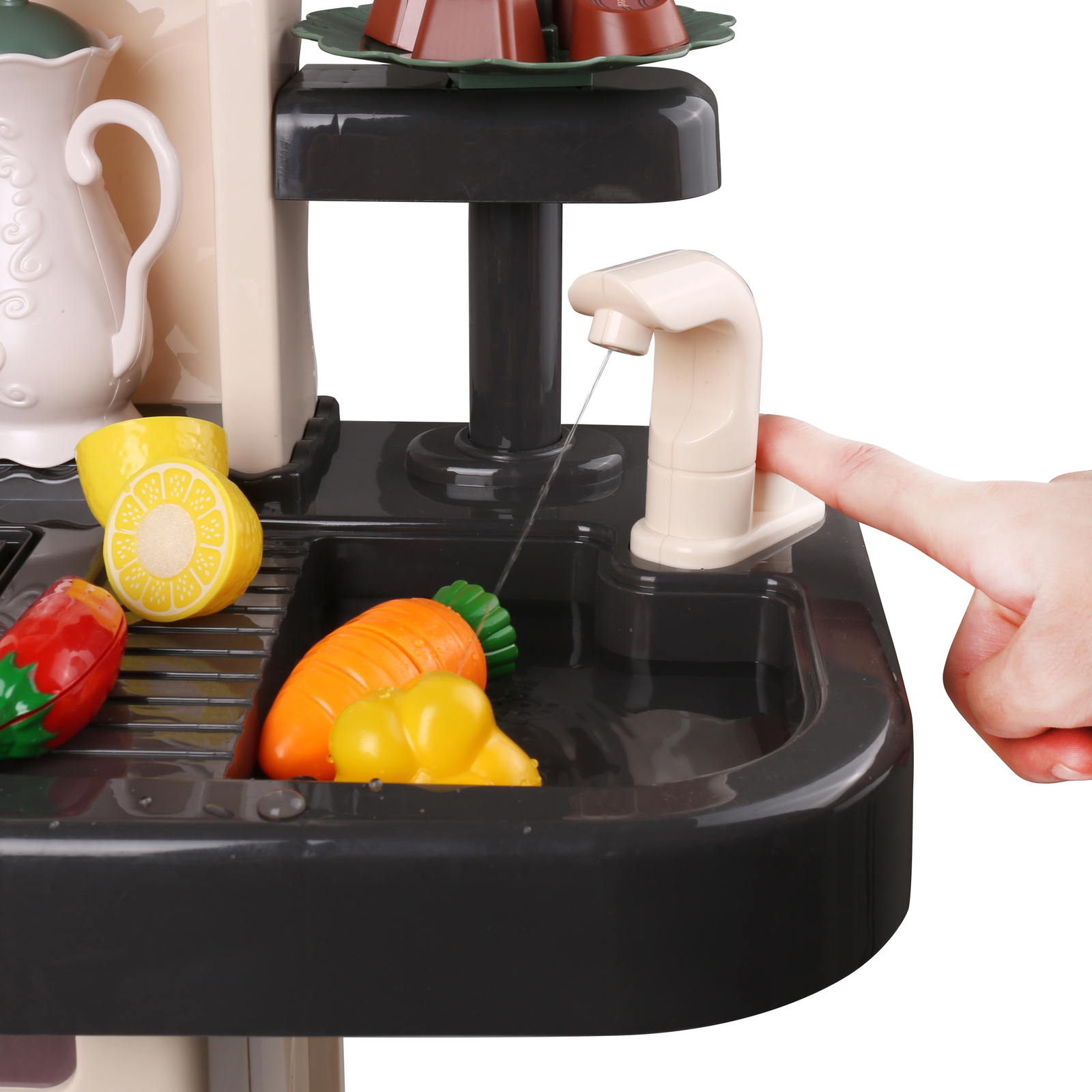 Kids Deluxe Kitchen Cooking Playset with Steam & Water Effects – 65 Accessories