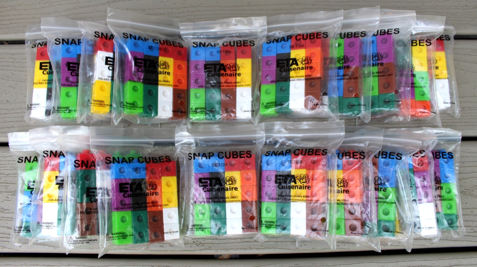 Lot of 400 ETA Cuisenaire SNAP CUBES Plastic Multiple Colors 20 Bags of 20 Cubes