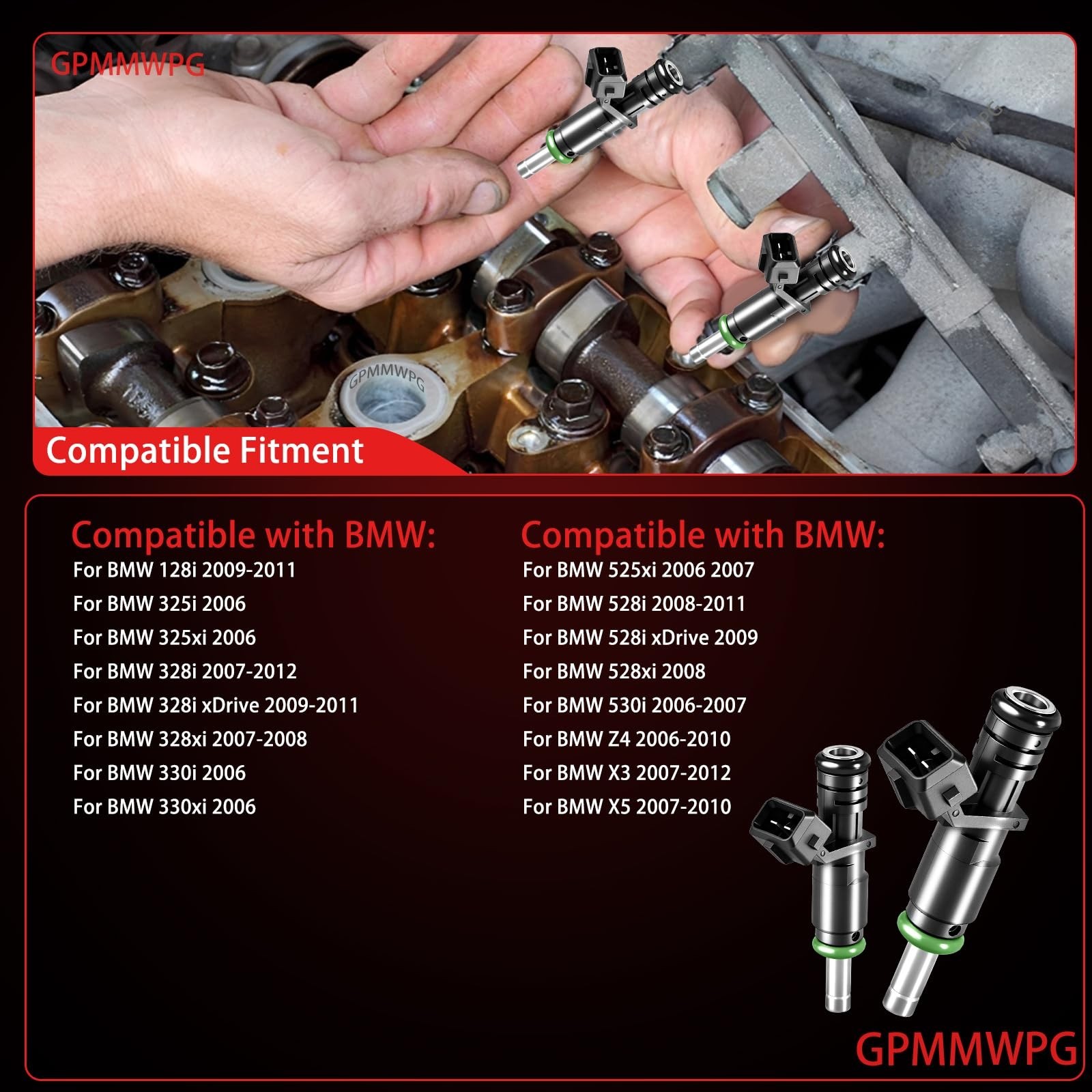 6Pcs Fuel Injectors 7531634 FJ748 Injector 6Holes Compatible with BMW 328i 33…