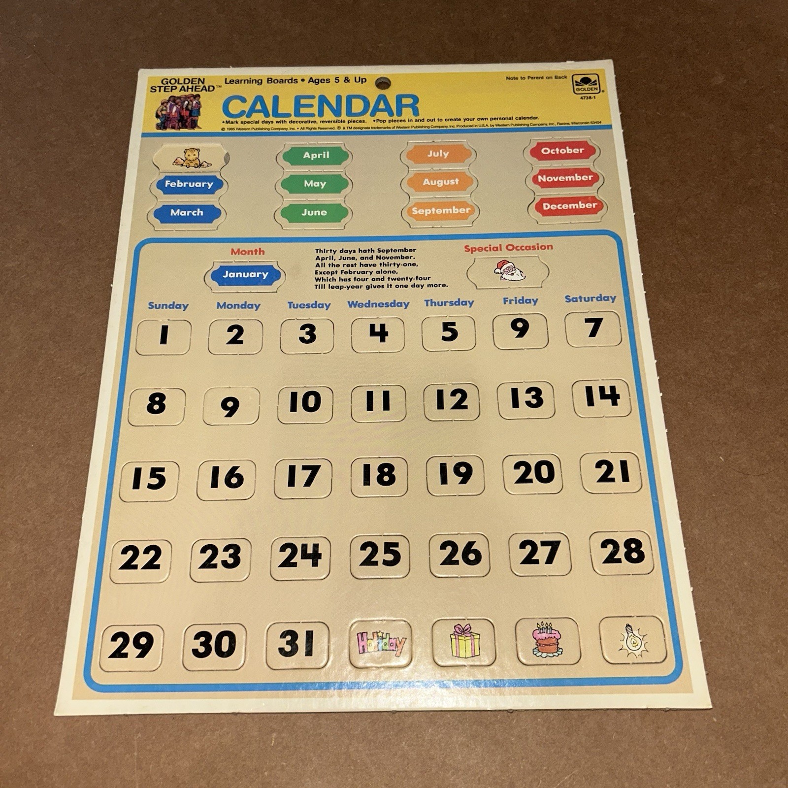 Vintage Golden Step Ahead learning Puzzle Fun with Money, Alphabet, Calendar