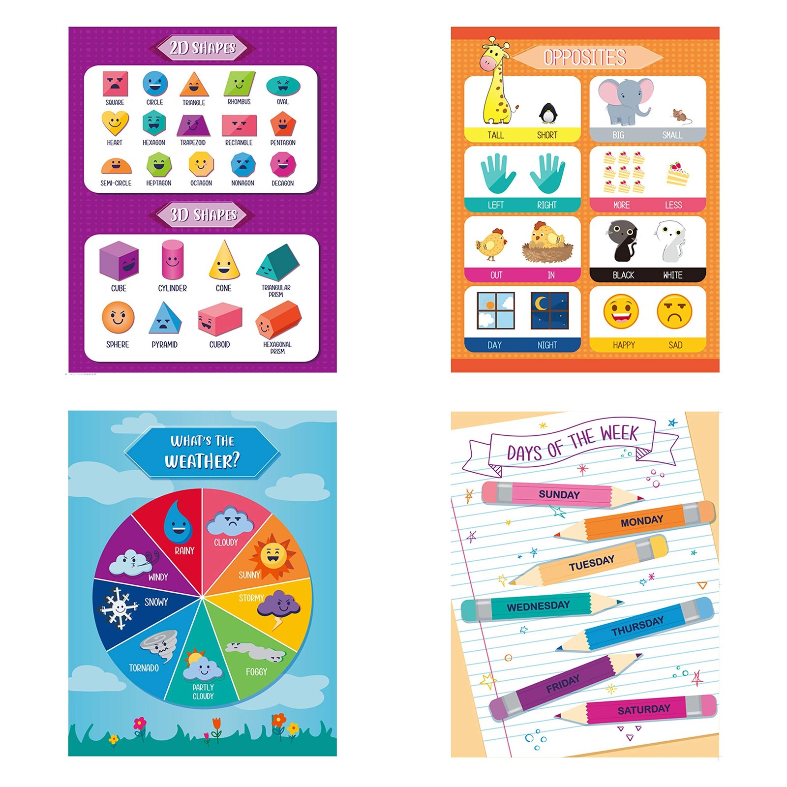Youngever 13 Pack Laminated Educational Preschool Posters for Toddlers and Ki…
