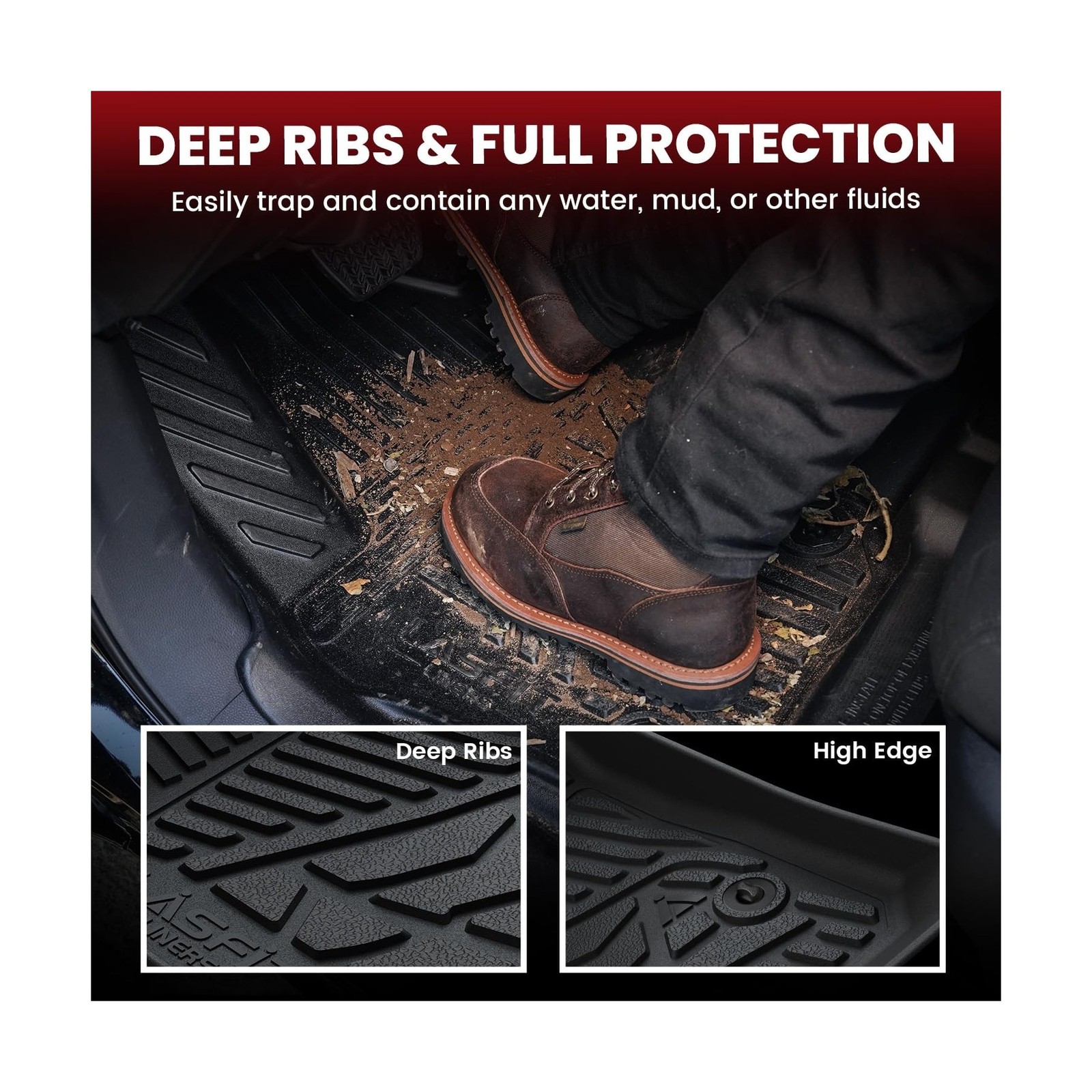 LASFIT Floor Mats for Ford F250 F350 1999-2007 Super Duty Crew Cab Carpet Flo…