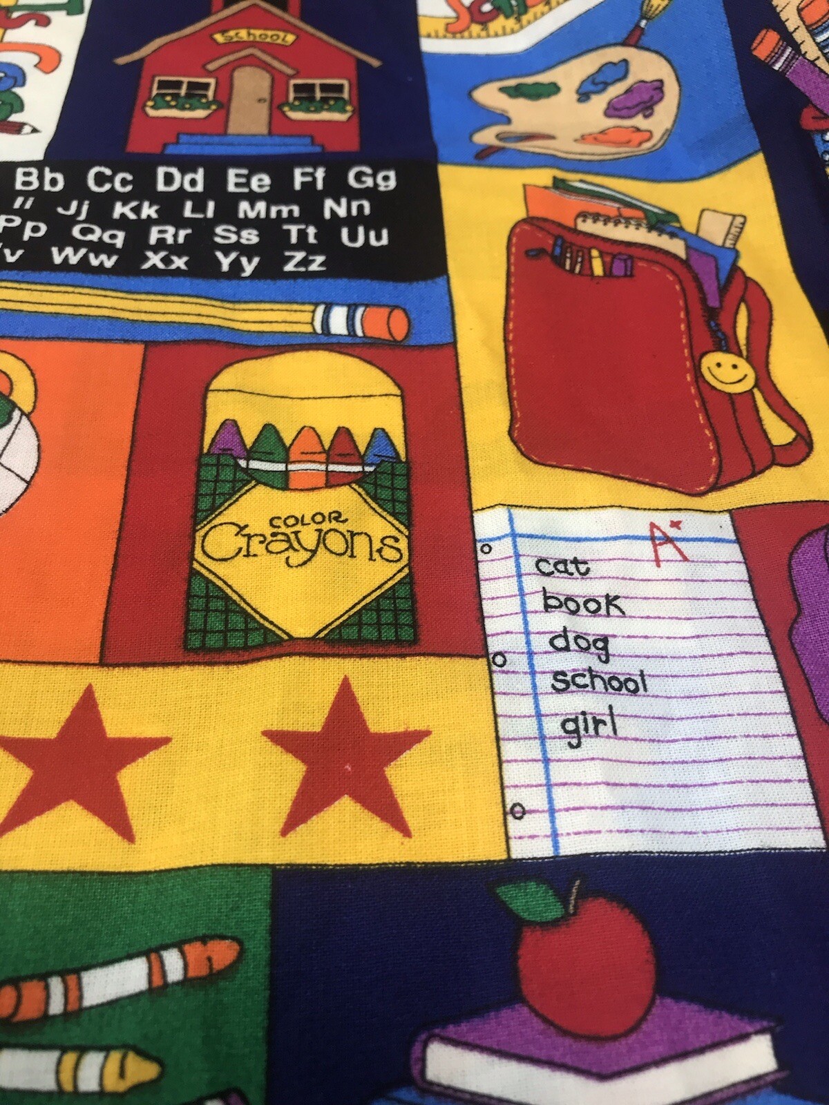 School is Cool Fabric Black Kindergarten Elementary Pencil Crayon 22″ x 45″ F39