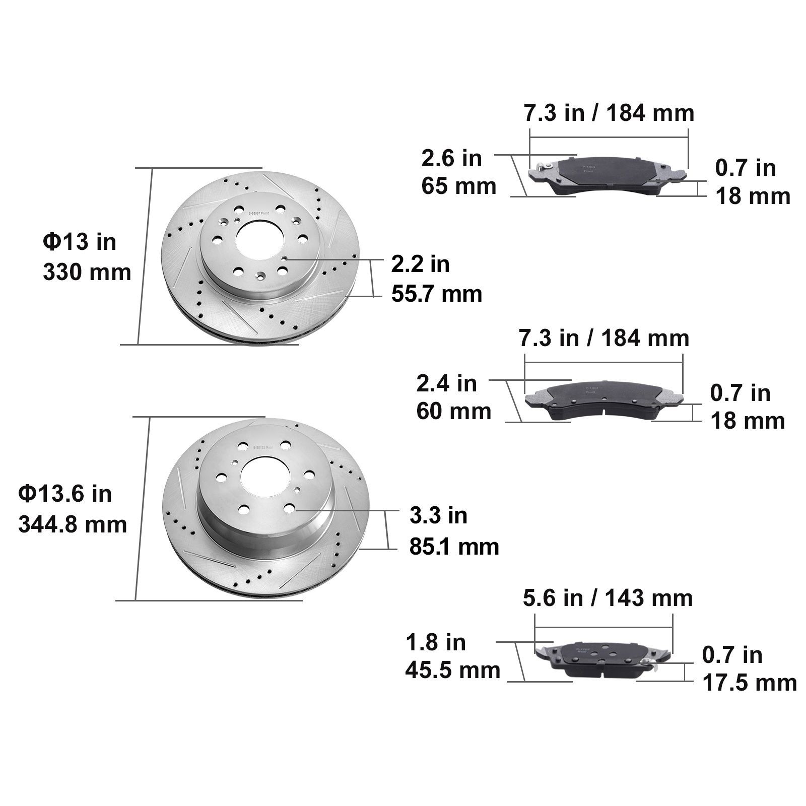 Front Rear Brake Kit for 2014-2018 Chevy Silverado GMC Sierra 1500