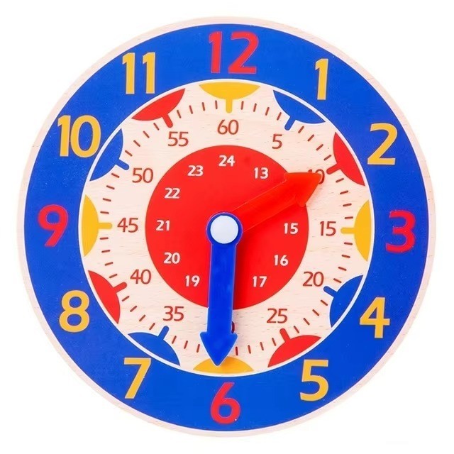 Wooden Montessori Teaching Clock 14cm / 5.5″ Kids Time Learning Toy Toddler Aid
