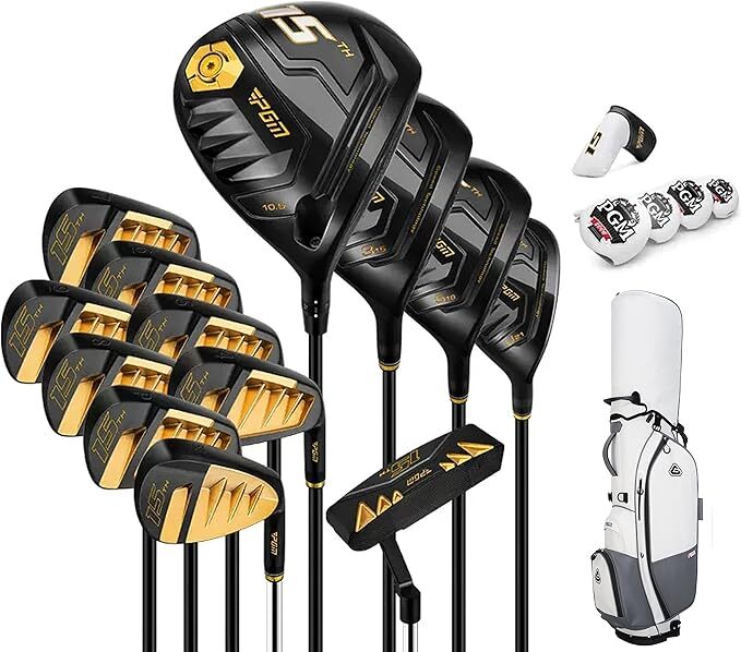 PGM Men’s 13-Piece Complete Golf Club Set – Includes 3 Woods, 1 Hybrid, 7 Irons,
