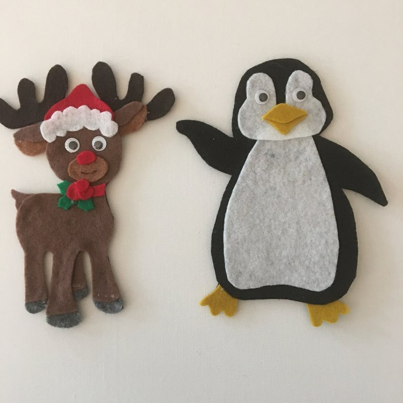 Santa and His Friends Felt Board Pieces or Paint Stick Puppets