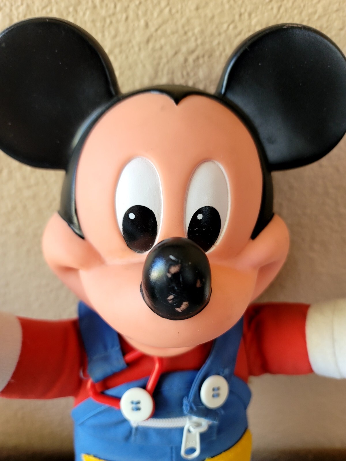 Mattel Vintage Disney Mickey Mouse Learn How to Dress Tie Buckle Doll Plush 80s
