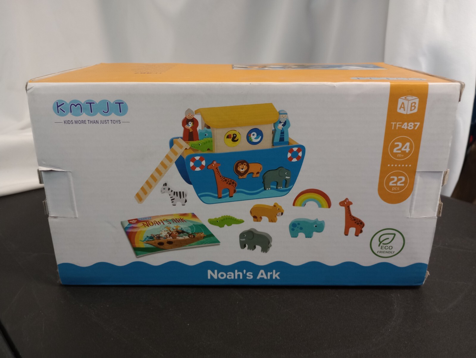 KMTJT Toddlers Wooden Noahs Ark Toy Animal Playset, Kids Educational Gift