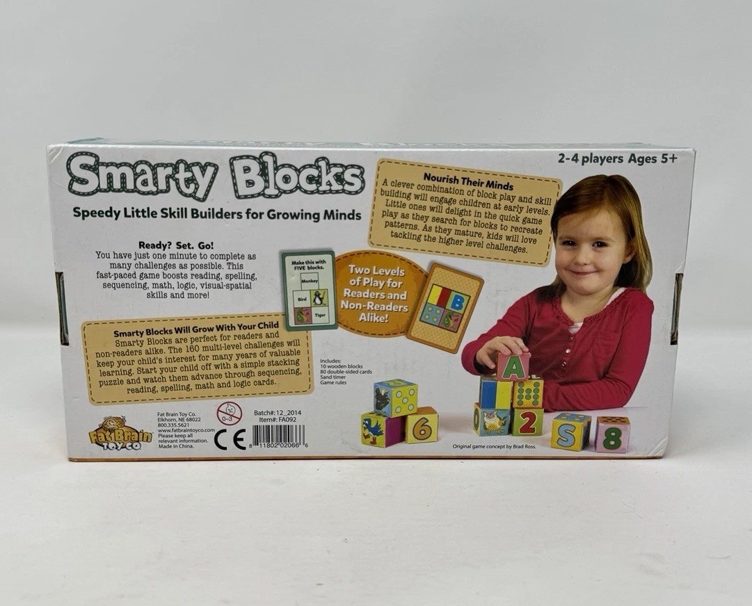 Smarty Blocks By Fat Brain Toys Stacking Puzzle Skill Builder Game 2014