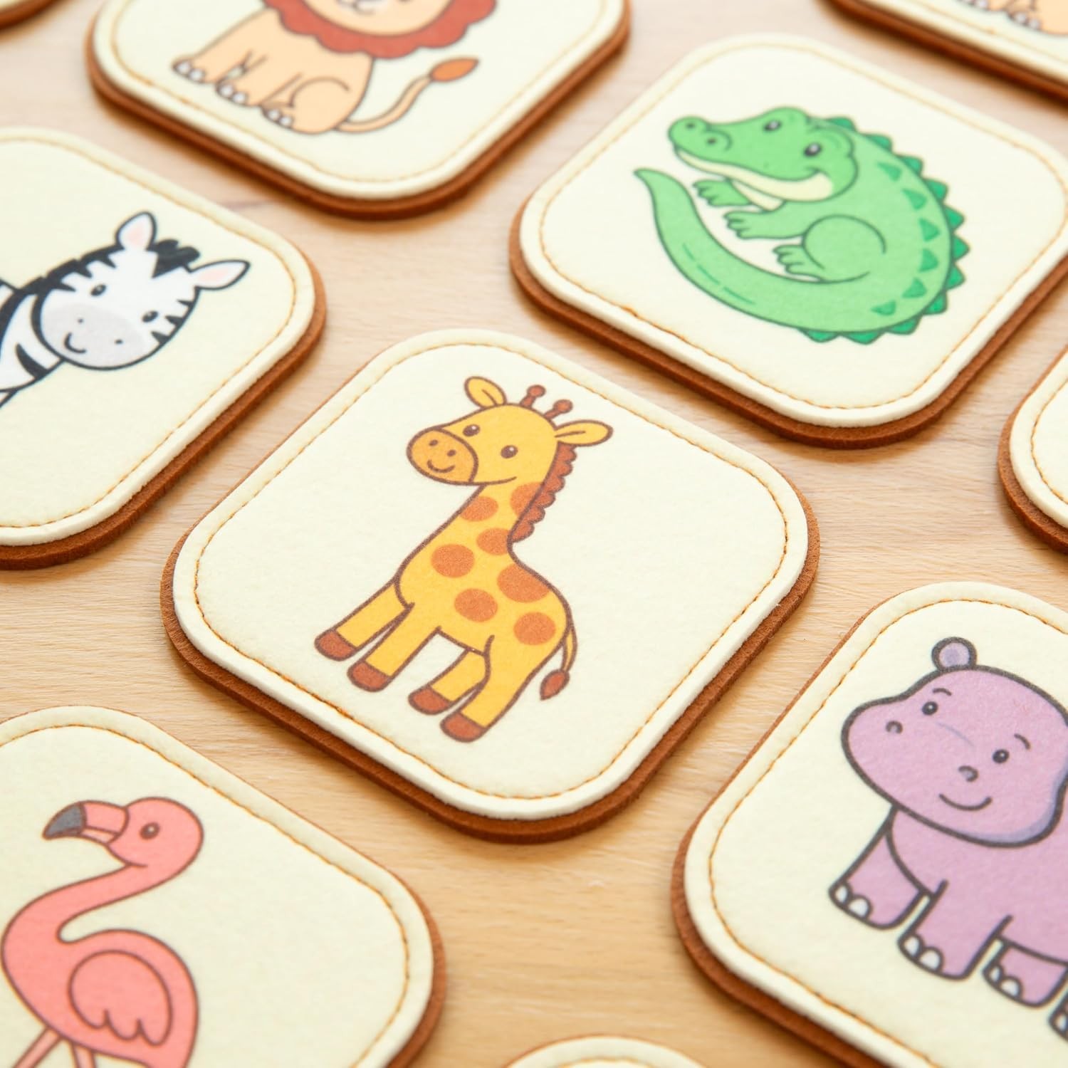 Felt Safari Animal Memory Game for Toddlers Educational Wild Animal Match