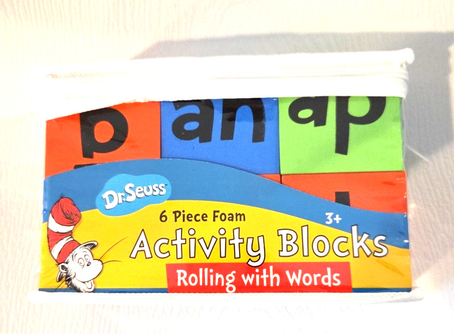 NIB Dr Seuss 6-pc Multicolor Foam Letter Activity Blocks for Kids Age 3+