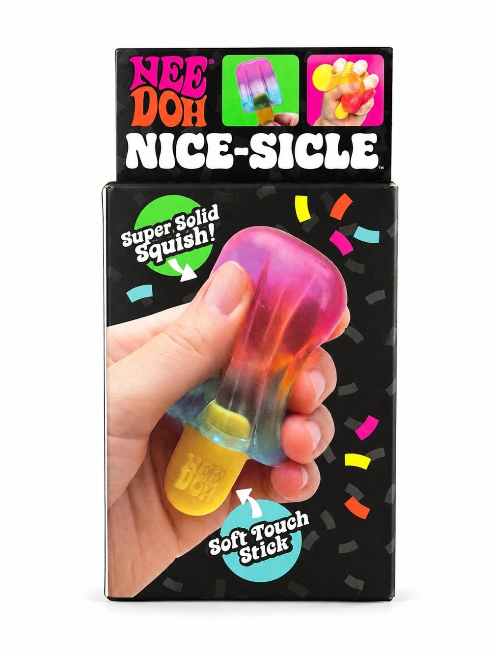 NeeDoh Nice-Sicle Super Solid Squish Fidget Toy Rainbow Popsicle NIB Gift