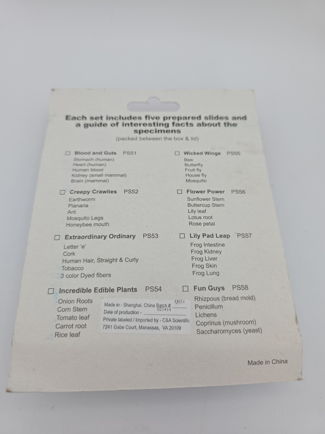 My First Lab Prepared Microscope Slides Blood And Guts PS51 Homeschool Science