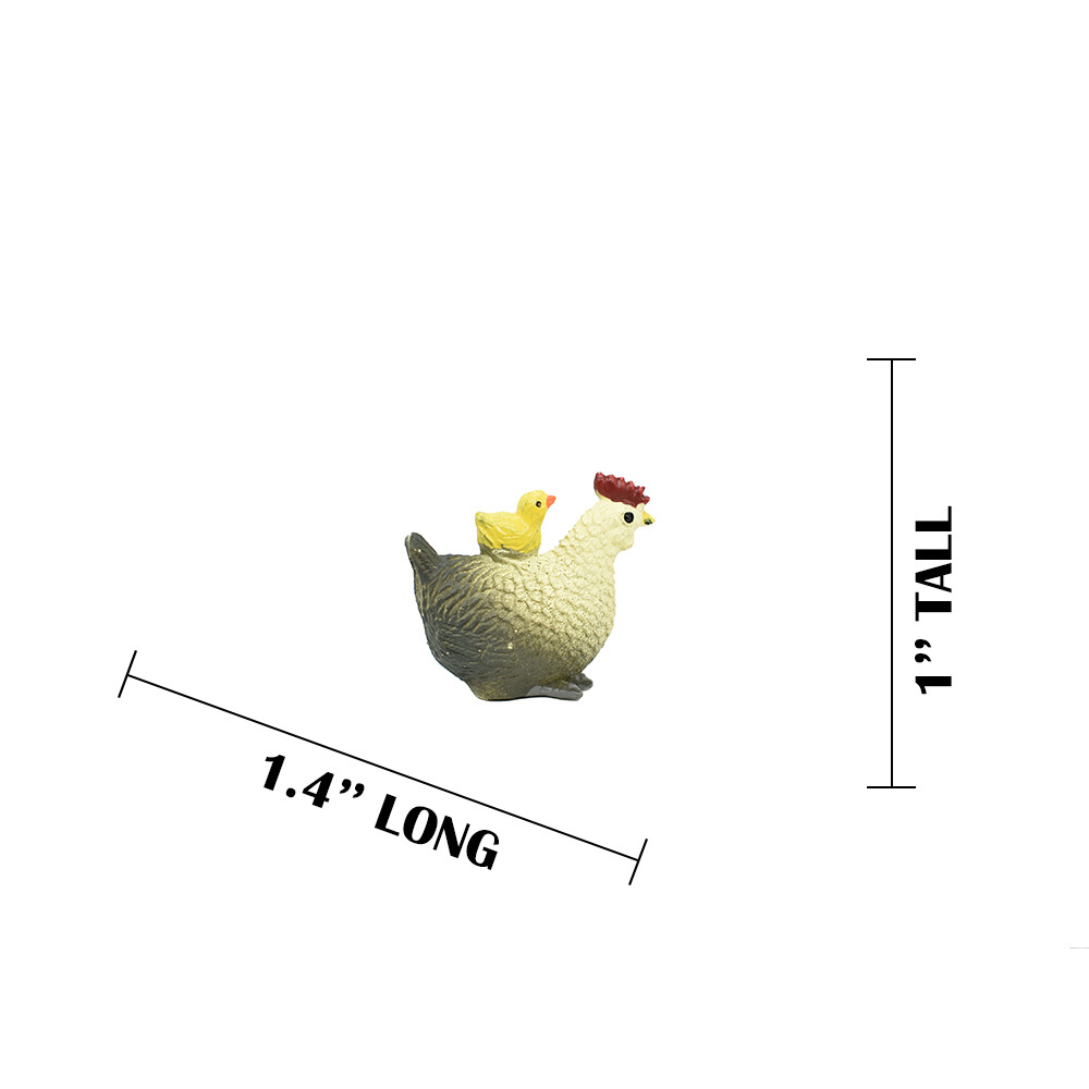 Chicken, Hen with Chick Realistic Toy Model Plastic Barn Farm Animal 1.4″ F4256