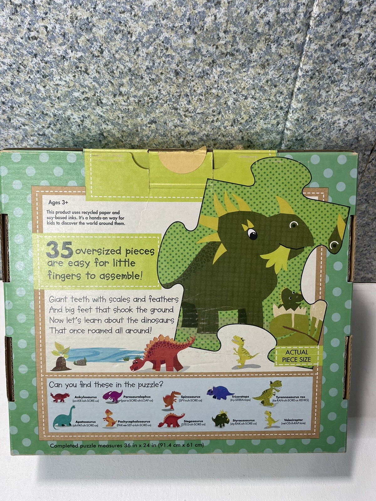 MELISSA & DOUG GIANT FLOOR PUZZLES: DINOSAURS 🦖🧩 36 Pieces EUC